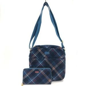 Ness Handbag Womens Blue Wool Mix Tartan Side Bag Crossbody Purse 2-Piece 031627