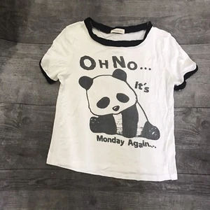 Women’s Juniors Occasion Oh No It's Monday Panda Shirt Small - Picture 1 of 6