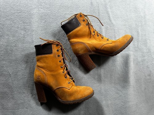 Timberland donna stivaletti misura 8 tacco medio pelle nabuk donna impermeabili