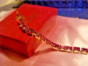 Vintage Ivana Trump SI+GNED ROSE ICE GOLDTONE BRACELET PRONG SET WITH BOX - Picture 1 of 5