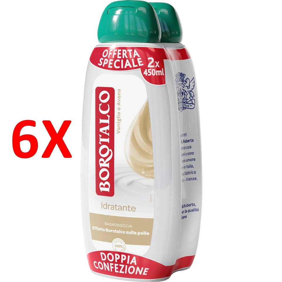 6 X Borotalco Feuchtigkeitsspendendes Bade- Und Duschgel Vanille Und Hafer 450 - Bild 1 von 1