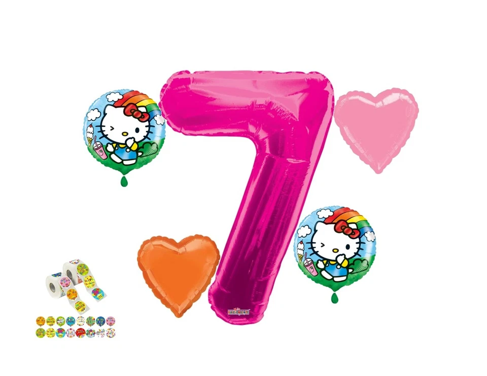 Hello Kitty 7º Cumpleaños Globo Ramo Cumpleaños Decoraciones Suministros Foto 1 de 1