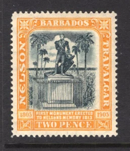 M23138 Barbados 1907 SG161 KEVII: Nelson 2d black & yellow. LMM, Cat £38 - Picture 1 of 1