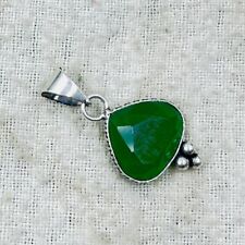 925 Sterling Silver Rose Cut Green Emerald Gemstone Jewelry Solitaire Pendant