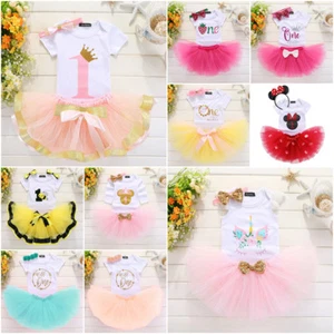 Neu süß erster Geburtstag Baby Mädchen Outfit Set Top Tutu Rock Party Kinder Kleidung - Bild 1 von 43