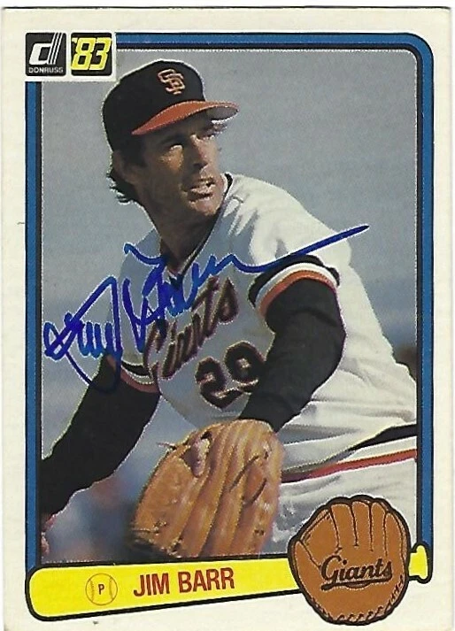 Autographed Signed 1983 Donruss #398 Jim Barr San Francisco Giants - Image 1 of 1