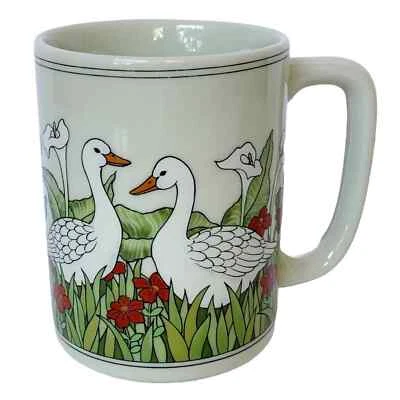 "Taza de cerámica Otagiri de colección gansos blancos en los lirios de cala 3,5""" Foto 1 de 4