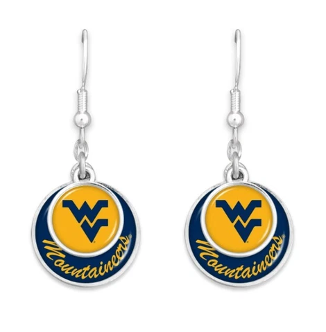 FTH 55427 West Virginia WVU Double Disk Earrings Cover
