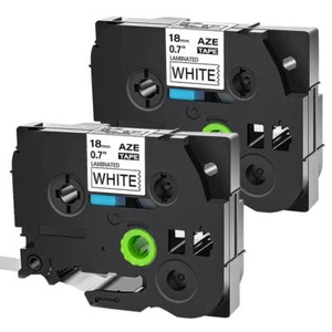 TZe-241 TZ-241 Label Tape Black on White 18mm Laminated For Brother P-Touch 2PCS - Picture 1 of 12