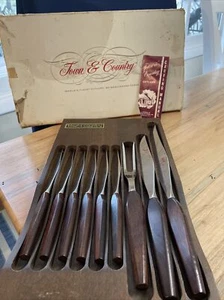 Mid Century Town Country Washington Forge Fleetwood Knives Carve Fork Set Block - Picture 1 of 7