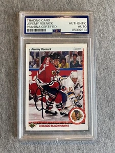 CHICAGO BLACKHAWKS JEREMY ROENICK AUTOGRAPH 1990-91 UPPERDECK RC #63 PSA SLAB 13 - Picture 1 of 2