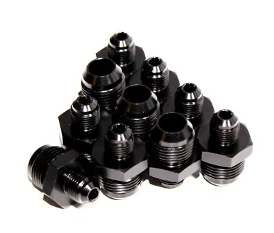 10PC BLACK AN6 6AN TO AN10Male Thread Straight Aluminum Anodized Fitting Adapter Foto 1 de 4