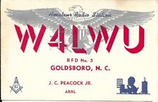 QSL 1947 Goldsboro  North Carolina   radio card
