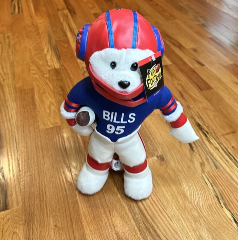 VTG 2000 Buffalo Bills Plush Bear Play Football NFL Stuffed Animal w/Tag Cover