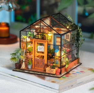 ROBOTIME Miniature Dolls House Kit Cathy's Flower House DIY Greenhouse Craft Kit - Picture 1 of 14