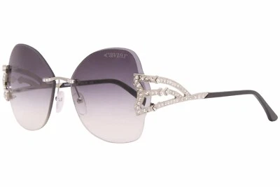 Caviar Rimless Sunglasses 6885 C35 Silver Black Crystals Frame New Italy 59mm - Image 1 of 4
