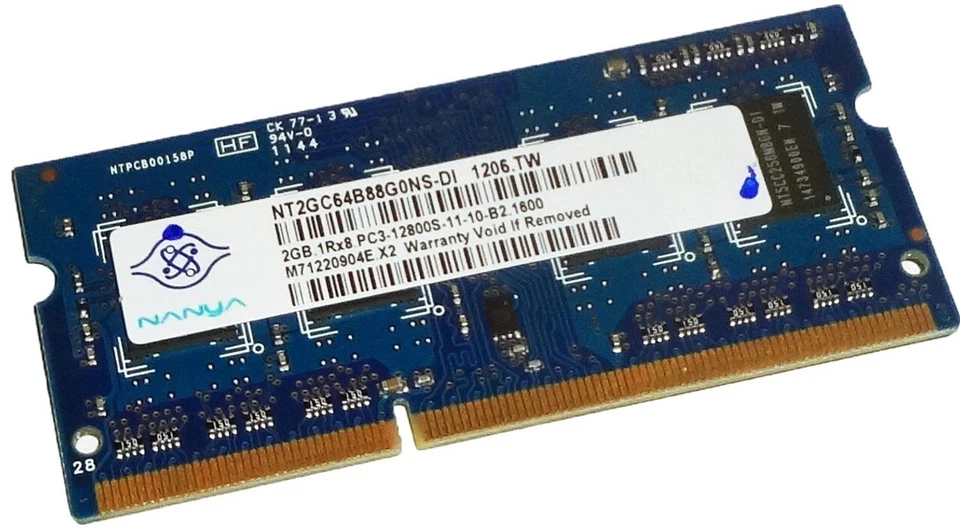 Nanya NT2GC64B88G0NS-CG 1x2GB PC3-10600S-9-10-B2 DDR3- 1333Mhz Laptop RAM 1Rx8 - Image 1 of 1