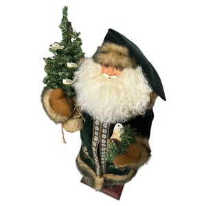 Vintage Santa's Workshop Santa Figurine Christmas Tree Embroidered Coat Fur Trim - Picture 1 of 4