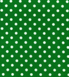 Printed Polycotton Craft Fabric Material - POLKA DOTS ON EMERALD - Picture 1 of 2