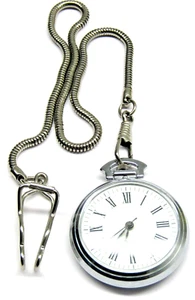 Vintage Silver Antimagnetic Pocket Watch Gents Open Faced Fob Working Time Piece - Picture 1 of 4