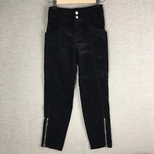 Anthropologie Pilcro Cord Slim Cargo Hose Schwarz 24 Reißverschluss Knöchelhoch - Bild 1 von 9