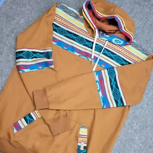 Felpa con cappuccio Ecuamex uomo 2x marrone azteco pullover felpa con cappuccio tribale azteco - Foto 1 di 8