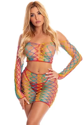 Lápiz labial rosa maceta de oro conjunto de 2 piezas falda red medias - talla única - arco iris Foto 1 de 2