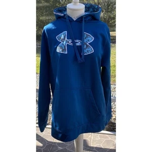 Under Armour Hoodie Herren Pullover Blau Camouflage Logo Kordelzug Sweatshirt - Bild 1 von 15