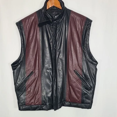 Винтажный черный бордовый кожаный жилет Bachrachs мужской размер 44 - Изображение 1 из 4