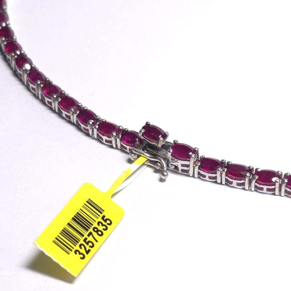 Collar tenis plata 925 chapado en platino rubí africano STS 50,70 ctw 18 pulgadas Foto 1 de 1