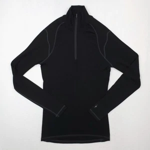 Smartwool Quarter Zip Pullover Mens Medium Black Merino Wool Base Layer Outdoor - Picture 1 of 16