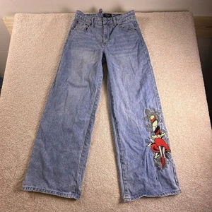 Pantalones de mezclilla Ed Hardy Heart Dagger Love para mujer 30 *32x31* pierna ancha calce holgado - Imagen 1 de 13