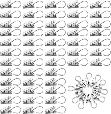 60st Gardinen Klammern Edelstahl Vorhang Clips Haken Metall Klemmhaken Dekoratio - Bild 1 von 4