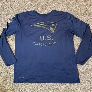 Nike New England Patriots T-Shirt Mens XL Blue Military Appreciation Long Sleeve - Picture 1 of 9
