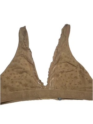 Bralette Aerie Talla XS Beige Marrón Inalámbrico Sin Forro Estrellas Foto 1 de 4