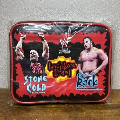 Bolsa de almuerzo suave 1999 WWF STONE COLD STEVE AUSTIN & THE ROCK ROCKY MAIVIA Foto 1 de 4