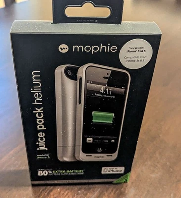 Mophie Juice Pack Helium Battery Case for iPhone 5/5s Silver NIB - Image 1 of 4