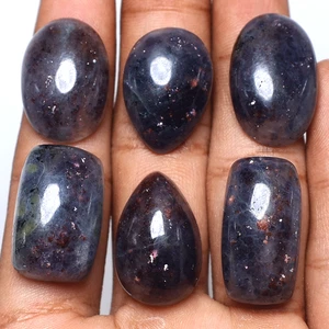 Lote 6 piezas piedras preciosas cabujón brillantes de alto grado de iolita natural de 22-25 mm - Imagen 1 de 11
