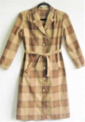 Vtg  Dark Academia  Button  Shirt Dress   Pocket Tailored  S/P  Preppy Office    - Image 1 of 4