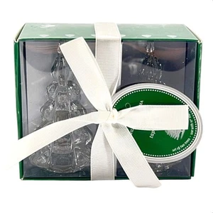 Williams Sonoma Christmas Tree Taper Candle Holders Set of 2 NIB 4" Clear Glass - Picture 1 of 11