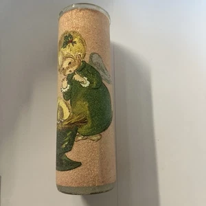 Barattolo Pilastro Candela Smerigliato Zucchero Vintage Angeli Mangiatoia Natale 9" - Foto 1 di 5