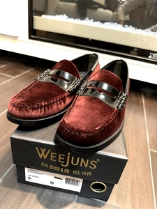 Mens G.H. Bass Weejuns Logan Burgundy Suede Leather Penny Loafers Shoes Size 9 - Picture 1 of 7