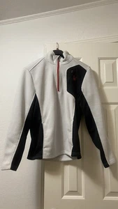 Men’s Black And White Spyder Pullover Jacket Red Accents Size S - Picture 1 of 4