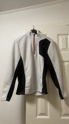 Men’s Black And White Spyder Pullover Jacket Red Accents Size S - Image 1 of 4