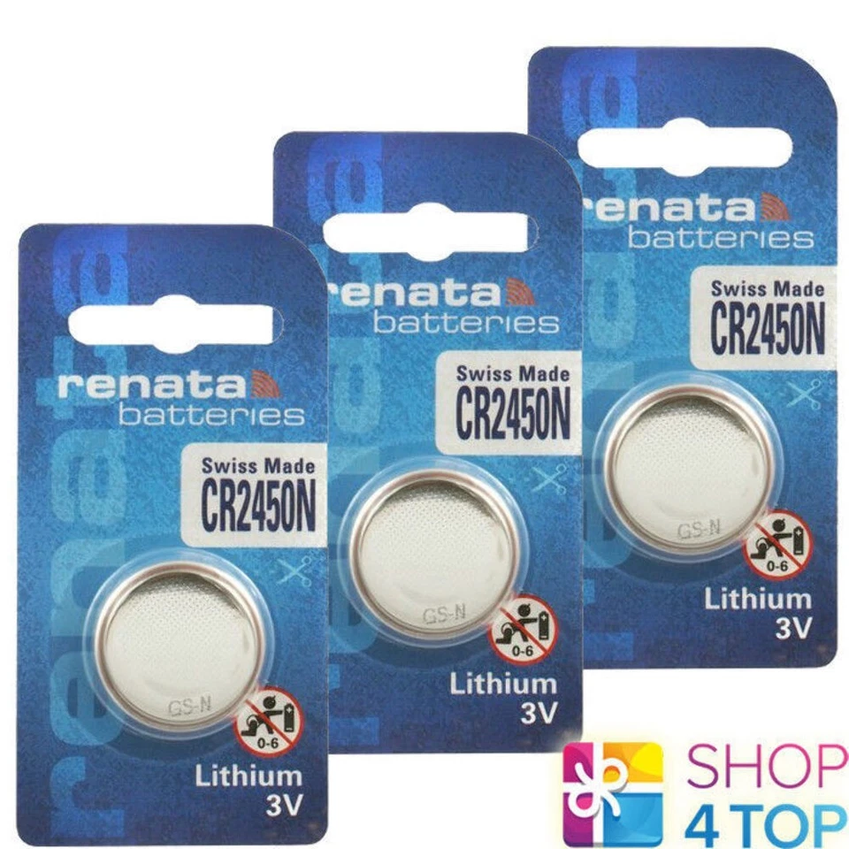 3 RENATA CR2450N LITHIUM BATTERIES 3V CELL COIN BUTTON SWISS MADE EXP 2030 NEW - Image 1 of 1