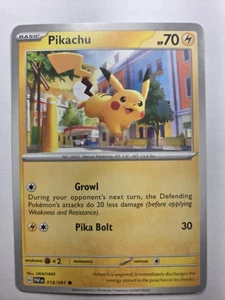 Pikachu - 018/091 SV: Paldean Fates Common Normal NM Pokemon Tcg - Picture 1 of 2