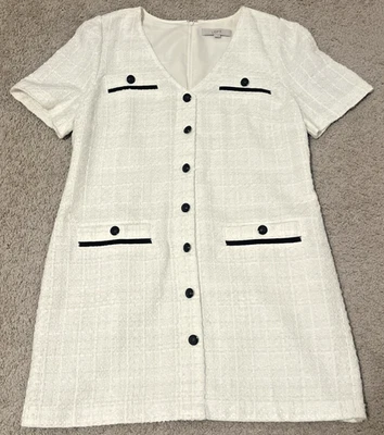 Ann Taylor LOFT Women’s 14 Tweed V-Neck Sheath Dress Sleeveless Career Pocket - Image 1 of 4