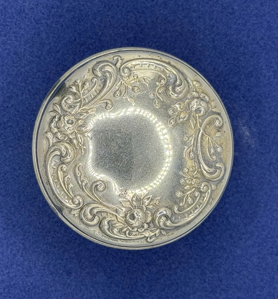 Старинная викторианская банка для туалетного столика Gorham из чистого серебра с розовой флерией - Изображение 1 из 1