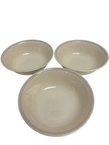 3 Corelle English Breakfast Blue & Pink Stripe Glass Soup Cereal Salad Bowls - Picture 1 of 5