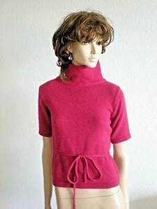 PAUL & JOE RASPBERRY SOFT WOOL-ANGORA SHORT SLEEVE TIE WAIST SWEATER SIZE M - Picture 1 of 5